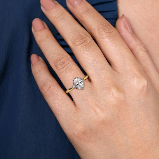 14K Yellow Gold Oval Diamond Engagement Ring