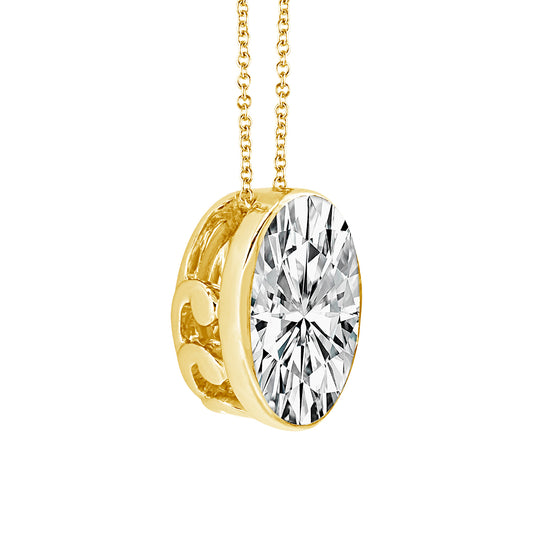 14K Yellow Gold 1ct Lab Grown Oval Diamond SkySet Necklace