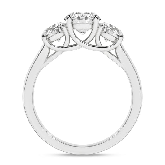 14K White Gold Lab Grown 2.07ctw Three Stone Engagement Ring