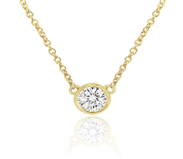 14K Yellow Gold Bezel Set Diamond Necklace