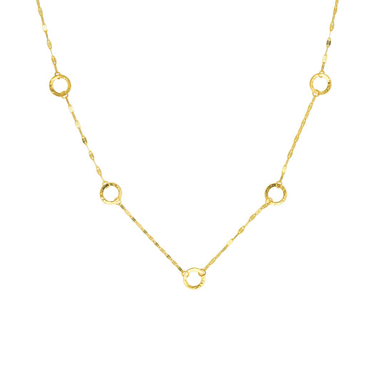 14K Yellow Gold Circle Station Necklace