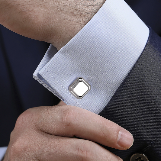 Sterling Silver Square Brushed Finish Cufflinks