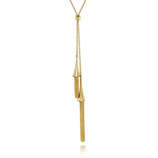 22" 14K Yellow Gold Tassel Necklace