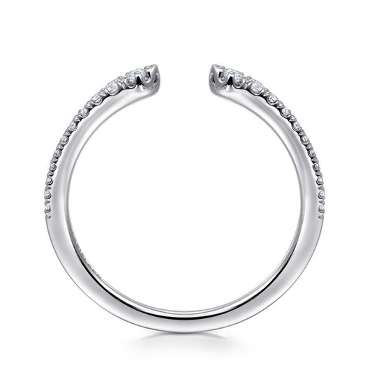14K White Gold Open Graduated Diamond Stackable Ladies Ring