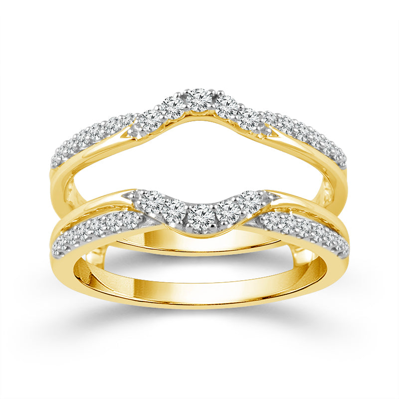 14K Yellow Gold Intertwined Diamond Ring Guard