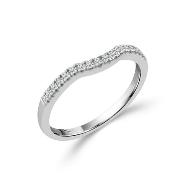 14K White Gold Diamond Contour Wedding Band