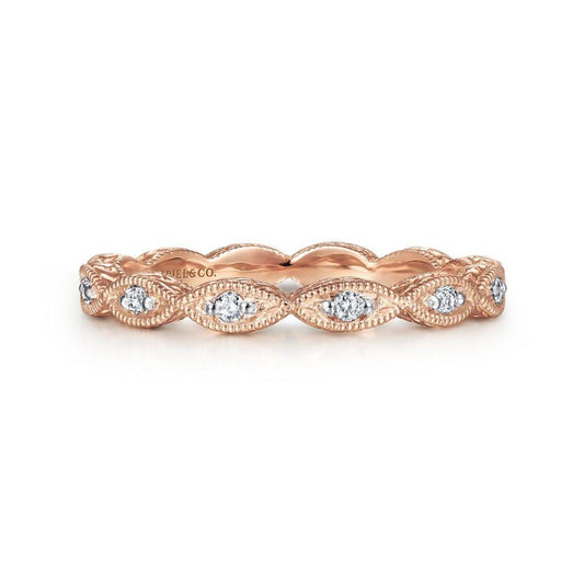 Rose Gold Marquise Shaped Diamond Stackable Ring