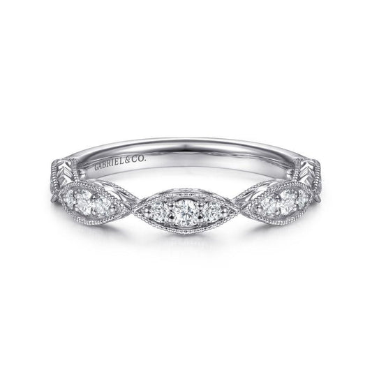 14K White Gold Diamond Marquise Station Ring