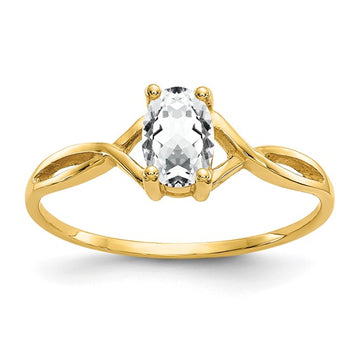 14K White Gold White Topaz Birthstone Ring