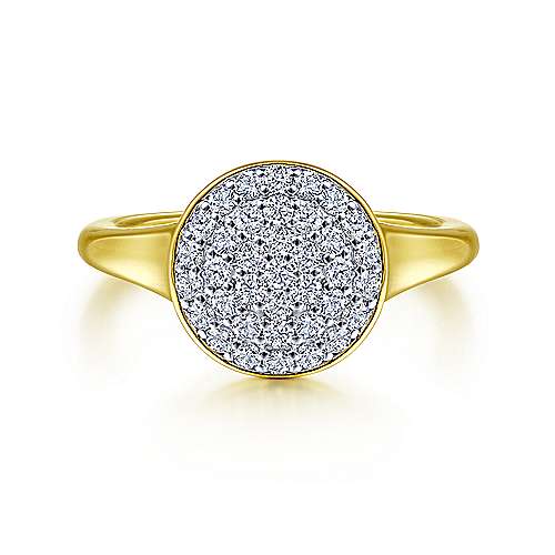 14K Yellow Gold Round Cluster Diamond Ring