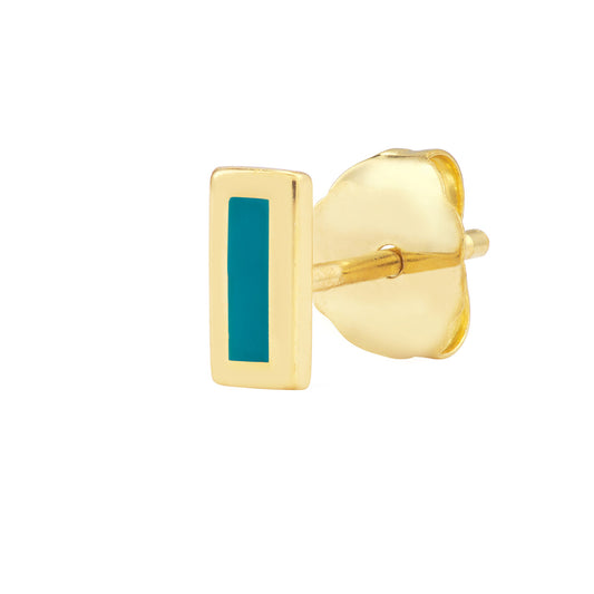 14K Turquoise Enamel Staple Studs