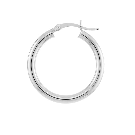 White Gold 3mm x 25mm Polished Hoop Earrings