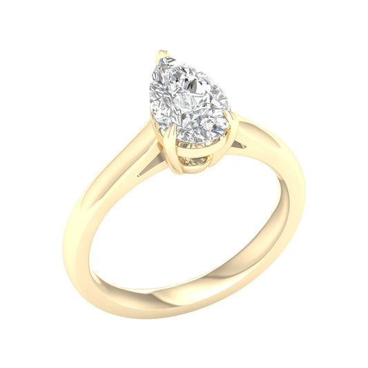 14K White Gold Lab Grown Pear Diamond Solitaire Engagement Ring