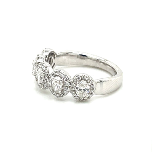 14K White Gold Oval Diamond 5 Stone Band