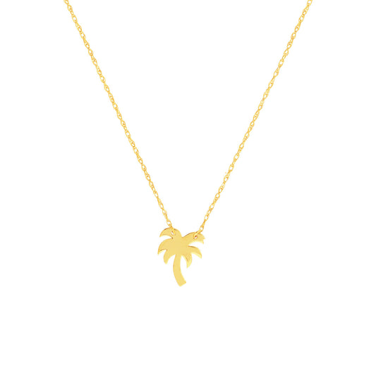 14K Yellow Gold Mini Palm Tree Necklace