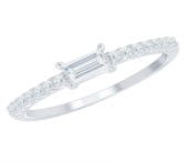 14K White Gold Pave and Baguette Diamond Band