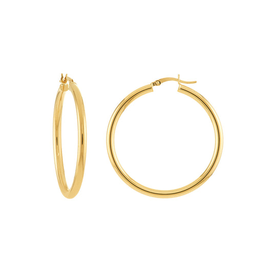 Yellow Gold 3mm x 40mm Polished Hoop Earrings