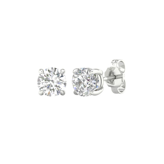 14K White Gold 1ctw Lab Grown Round Diamond Stud Earrings