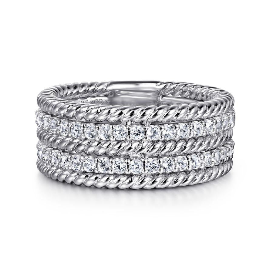 925 Sterling Silver White Sapphire Easy Stacklable Band Ladies Ring