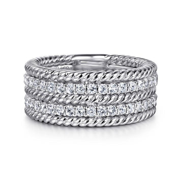 925 Sterling Silver White Sapphire Easy Stacklable Band Ladies Ring