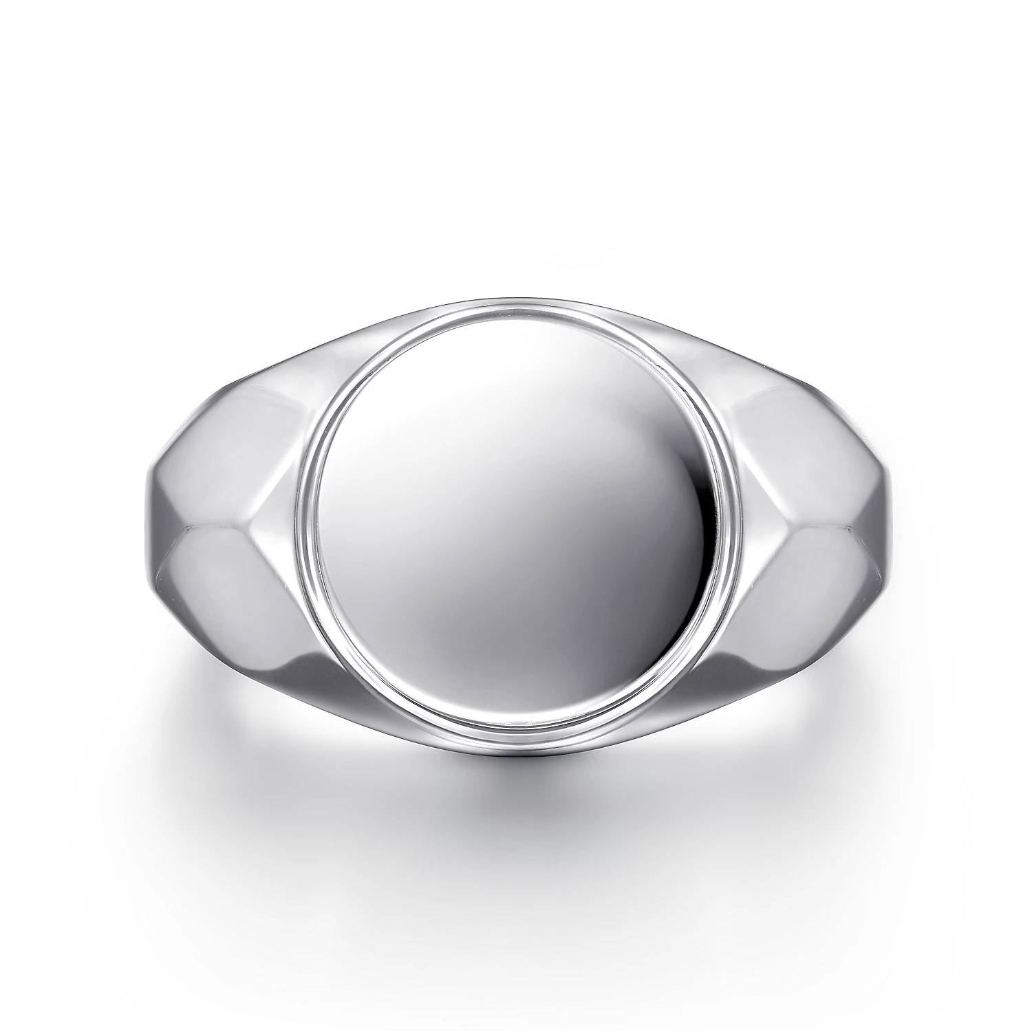 Wide 925 Sterling Silver Round Signet Ring