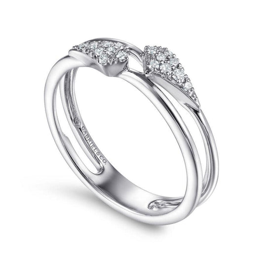 14K White Gold Spiked Diamond Stackable Ring