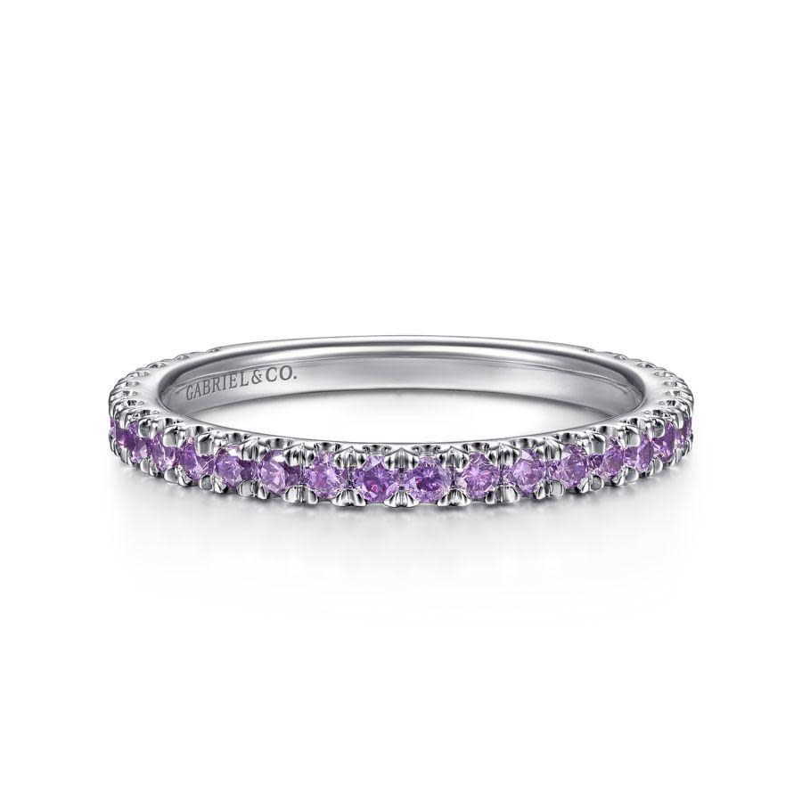 White Gold Amethyst Stackable