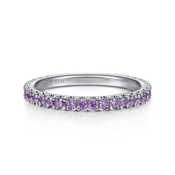 White Gold Amethyst Stackable