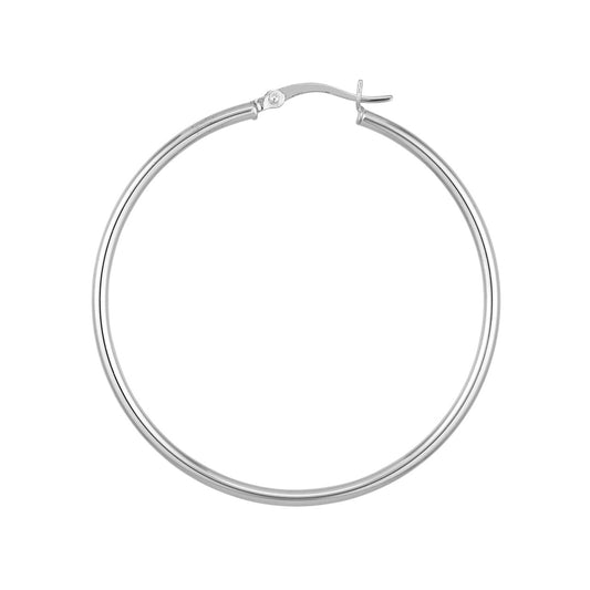 Sterling Silver 2mm x 45mm Polished Hoop Earrings