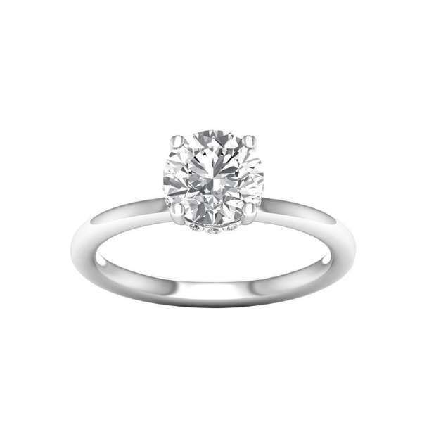 14K White Gold Lab Grown 2.61ctw Round Diamond Hidden Halo Engagement Ring