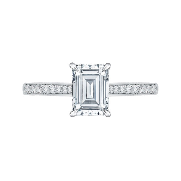 Complete Emerald Cut .90 ctw White Gold Diamond Engagement Ring