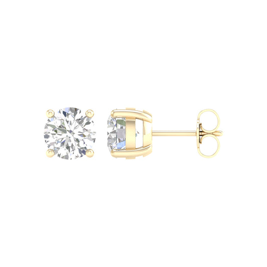 14K Yellow Gold 3.06ctw Lab Grown Round Diamond Stud Earrings