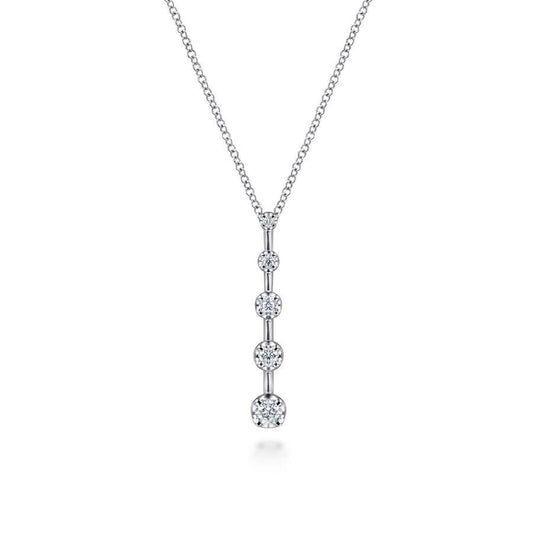 White Gold Diamond Station Bar Necklace