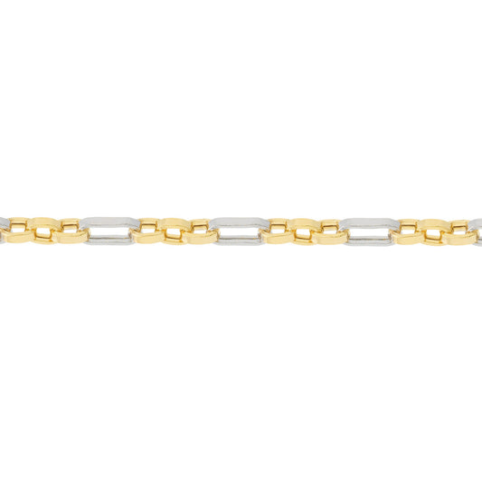 Two-Tone Figaro Square Rolo Chain Bracelet