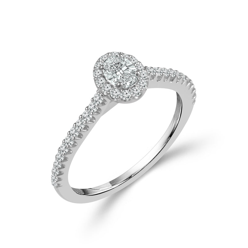 Complete Oval Cut .50 ctw White Gold Diamond Halo Engagement Ring