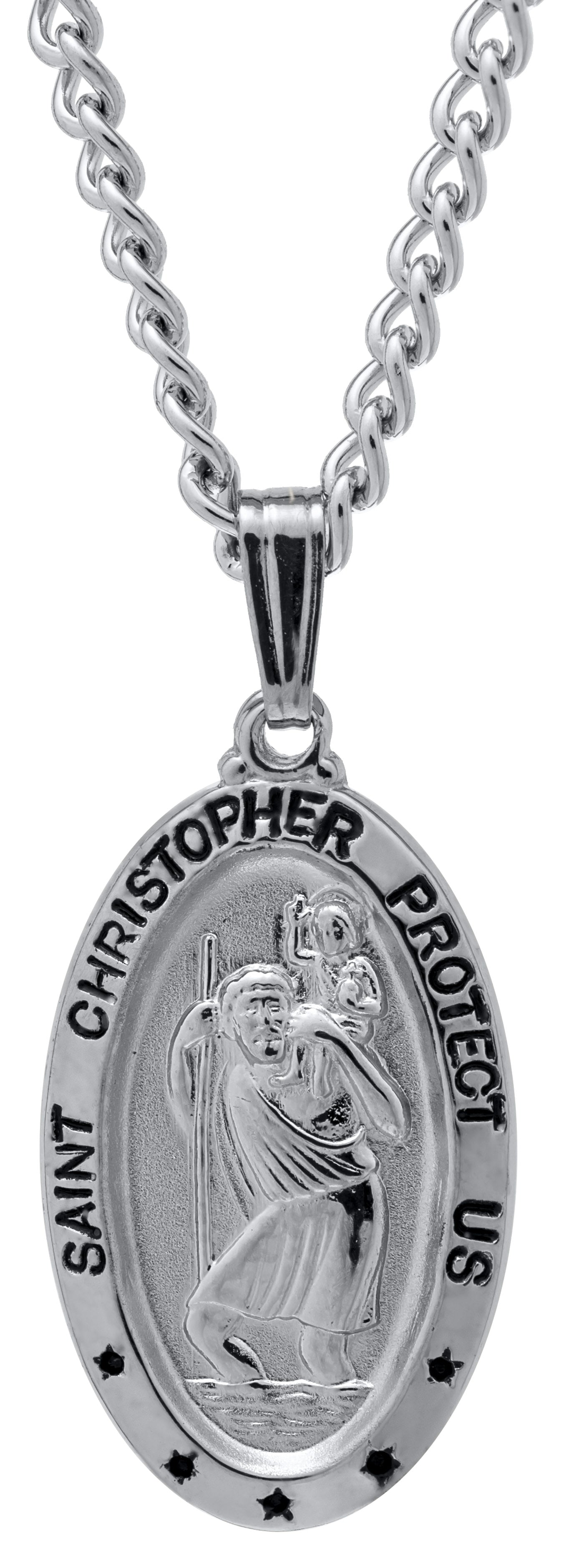 thumbnail image 2 of Wishing For Claudia 925 Sterling Silver St. Christopher Oval Medal Pendant – 0.83 Inch 2 of 6