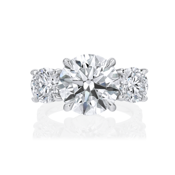 18K White Gold Three Stone Lab Grown Round Diamond Engagement Ring