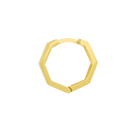 Polished Hexagon Huggie Earrings