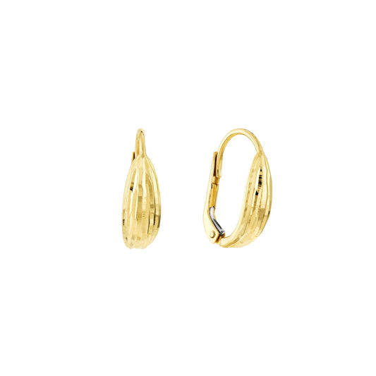 14K Yellow Gold Fancy Ribbed Leverbacks