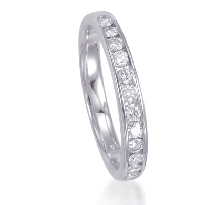 14K White Gold Channel Set Diamond Band