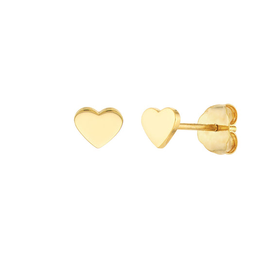 14K Yellow gold Petite Heart Studs