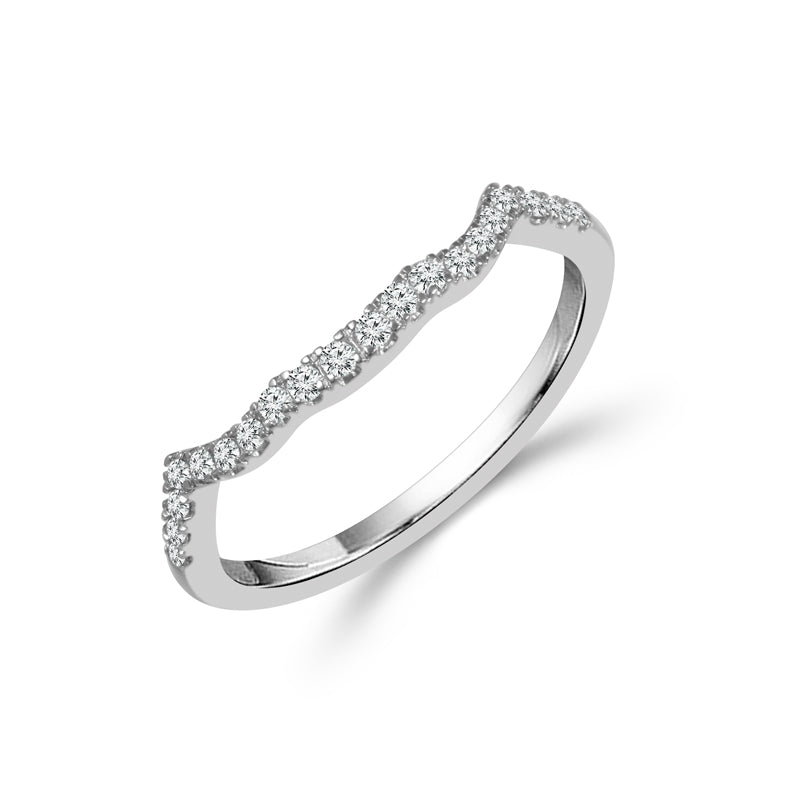 10K White Gold Pave Diamond Contour Wedding Band