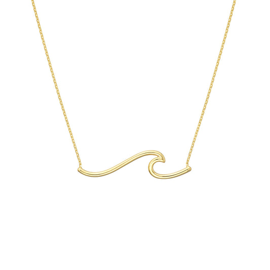 Yellow Gold Ocean Wave Necklace