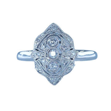14K White Gold Vintage Inspired Diamond Ring