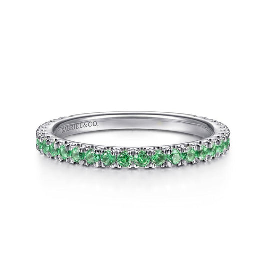 14K White Gold Emerald Stacklable Ring