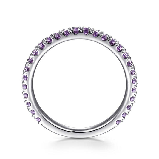 White Gold Amethyst Stackable