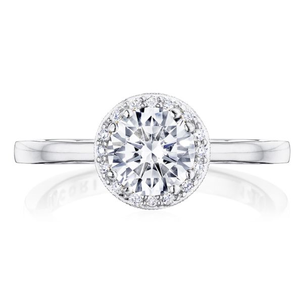 14K White Gold Tacori Coastal Crescent Round Diamond Engagement Ring Setting