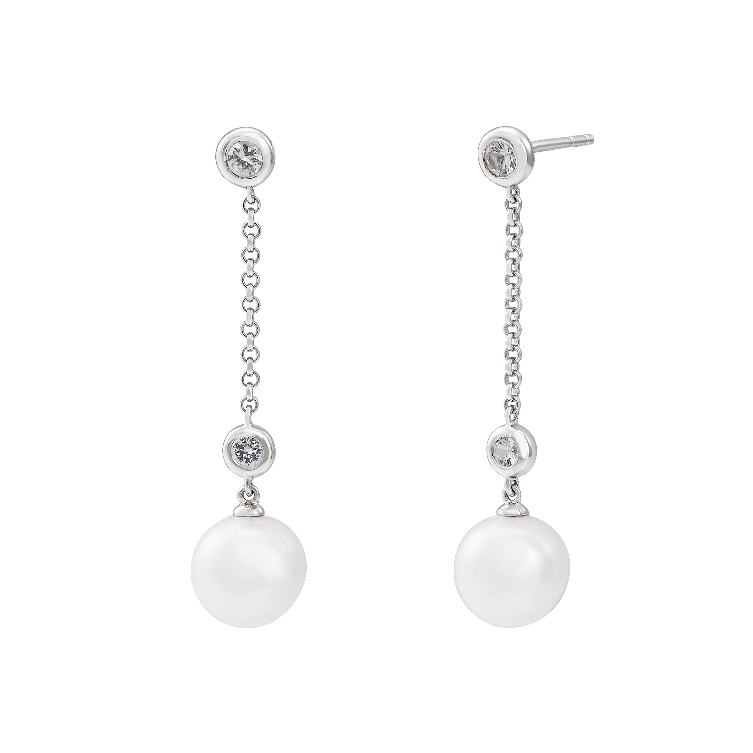 Pearl and white sapphire earrings hotsell