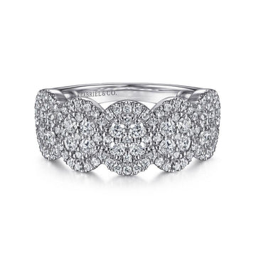 14K White Gold Diamond Pave Oval Station Ring