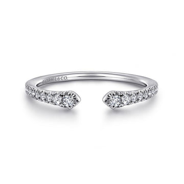 14K White Gold Open Graduated Diamond Stackable Ladies Ring